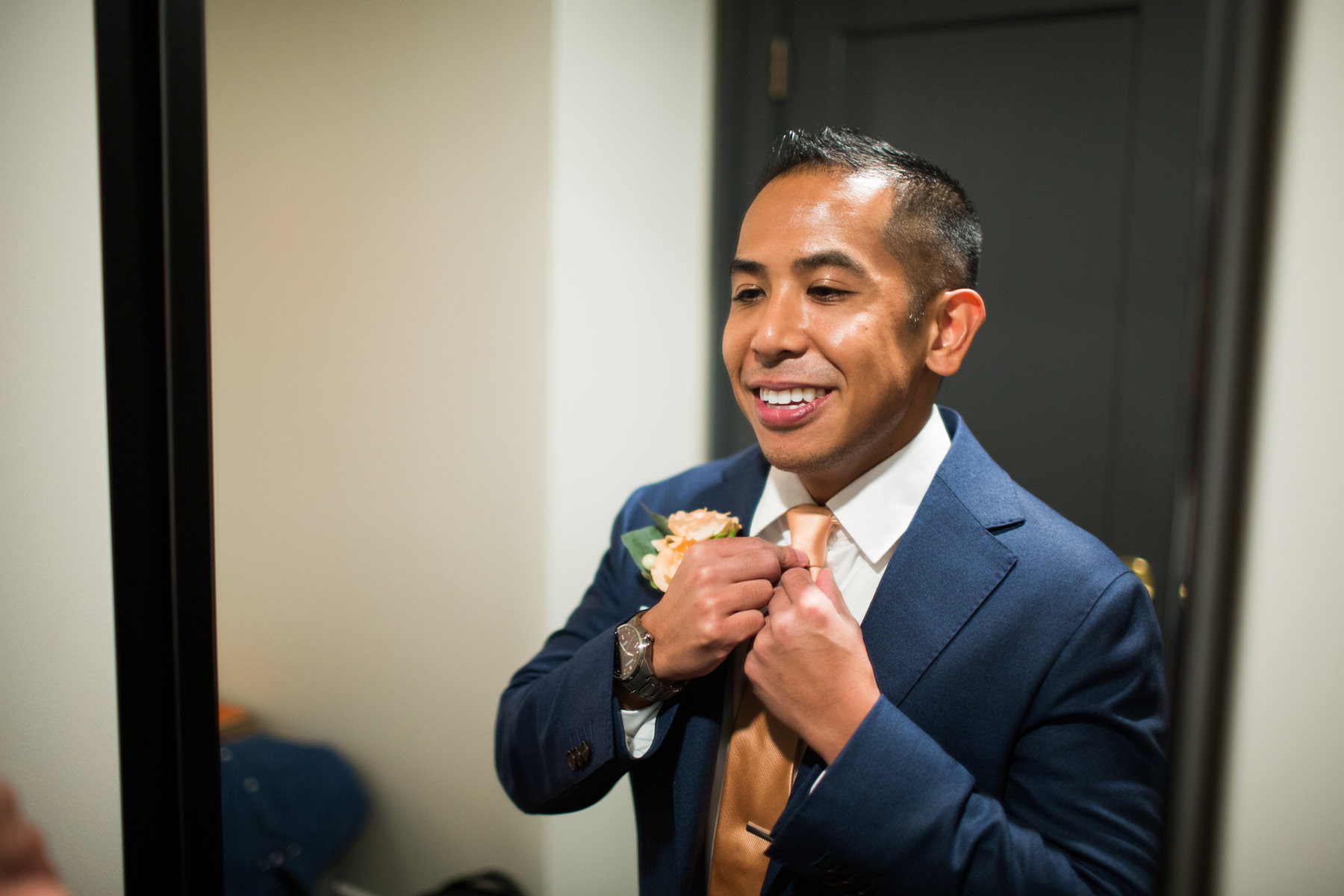 Chihuly Garden and Glass Wedding Photos Groom