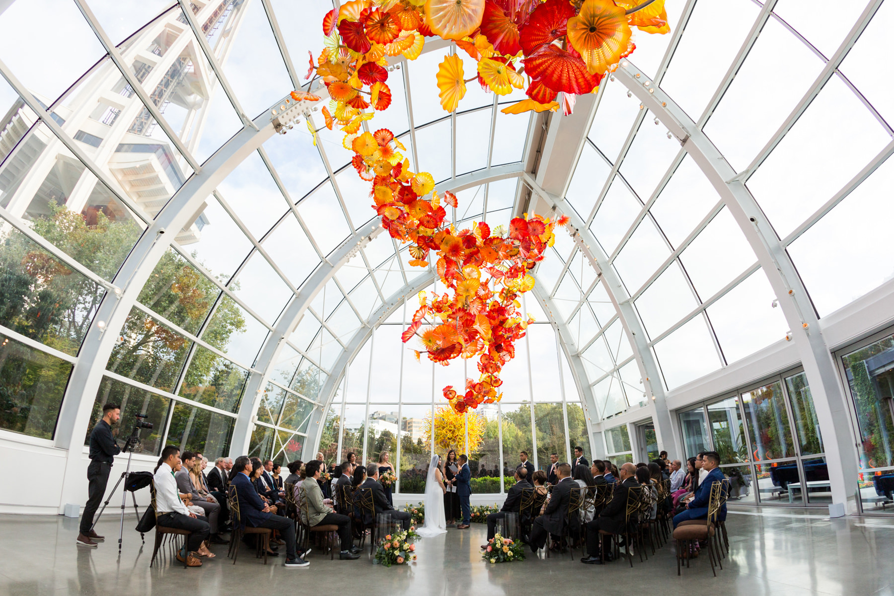 Chihuly Garden and Glass Wedding Photos Ceremony