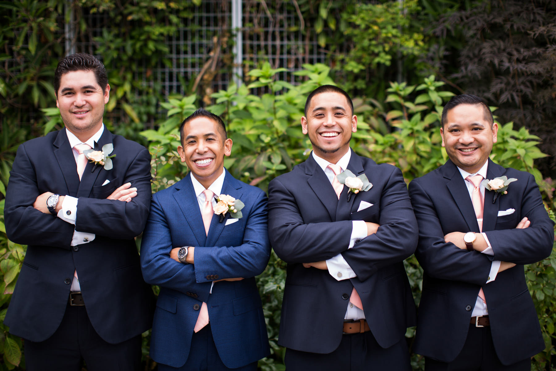 Chihuly Garden and Glass Wedding Photos Groomsmen